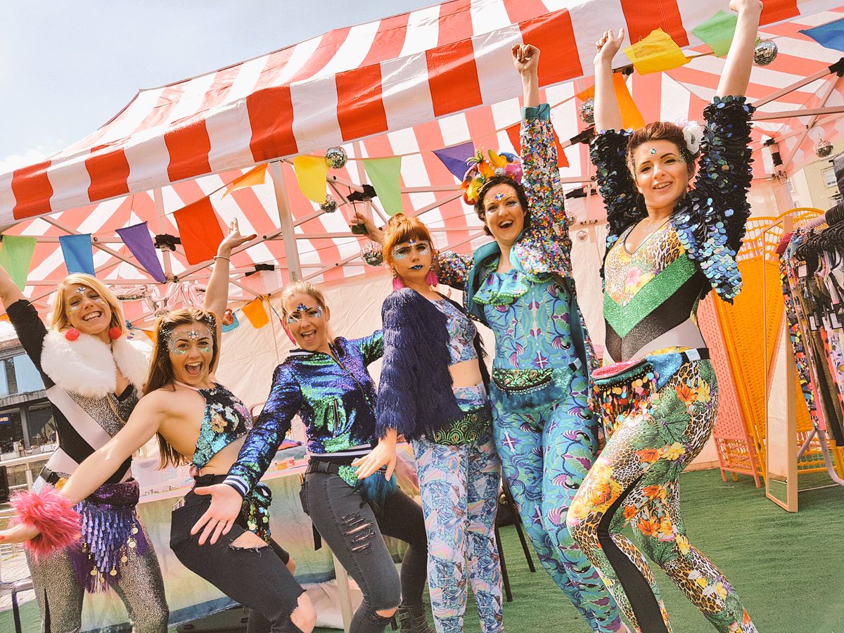 glamclan's tweet photo. Sun's out!🌤 Find #glamclan @HarbourMarket today 1-6pm for #festivalfashion with @BurntSoulTweets #bumbags  #glitter #bristol #whatsonbristol https://t.co/OMYc0fjksr