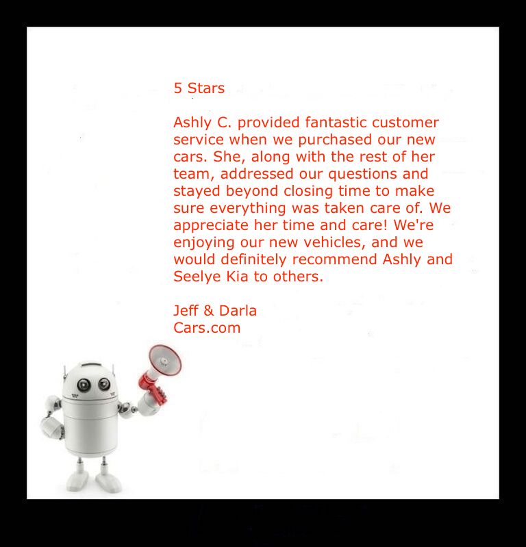 We love hearing from our customers!  Especially they have nice things to say about one of our own!  Great job Ashly!