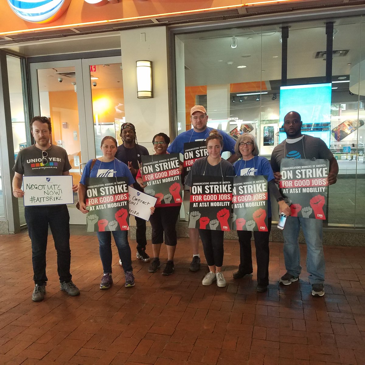 Across the country we're joining the #ATTstrike! <a href="/ATT/">AT&T</a> makes $1B per month, they can pay fair wages.