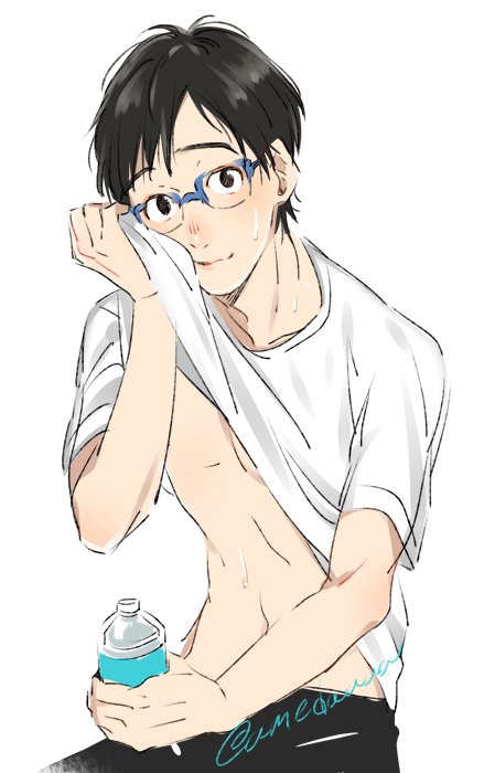 勝生勇利 「今日は暑いね。 」|アメダのイラスト