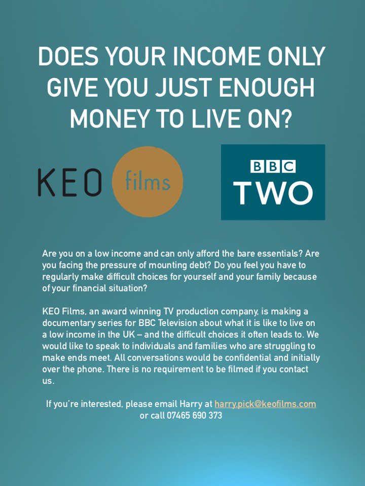 STHackney's tweet photo. The BBC want to hear from you if you're finding it hard to live on a limited income for a show via harry.pick@keofilms.com or 07465690373. https://t.co/k1TG52yNsf
