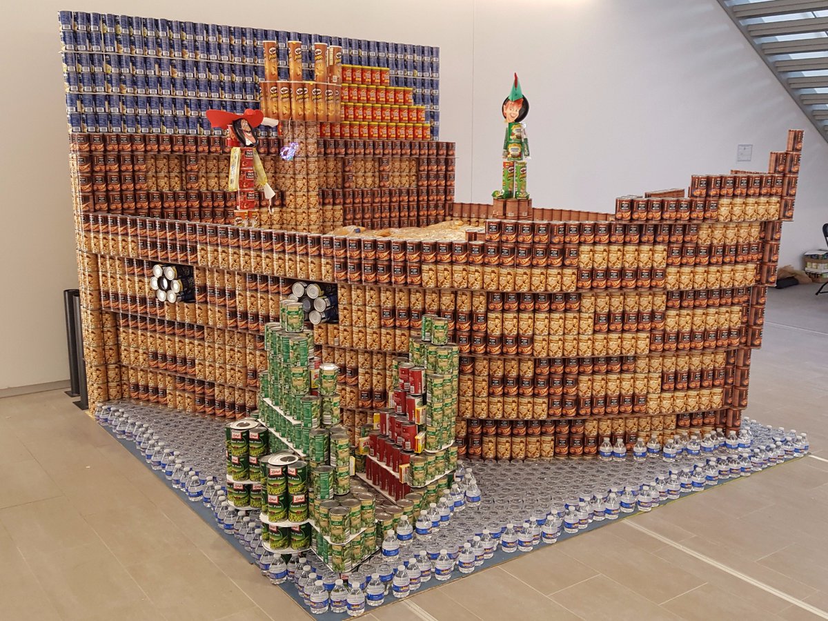 BergmannPC's tweet photo. Check it out the #TeamBergmann replica of the Jolly Roger for @Canstruction #Roc 2017! On display in the @tower280 lobby 'til 6/2. #PeterCan https://t.co/AENtbuT8TW