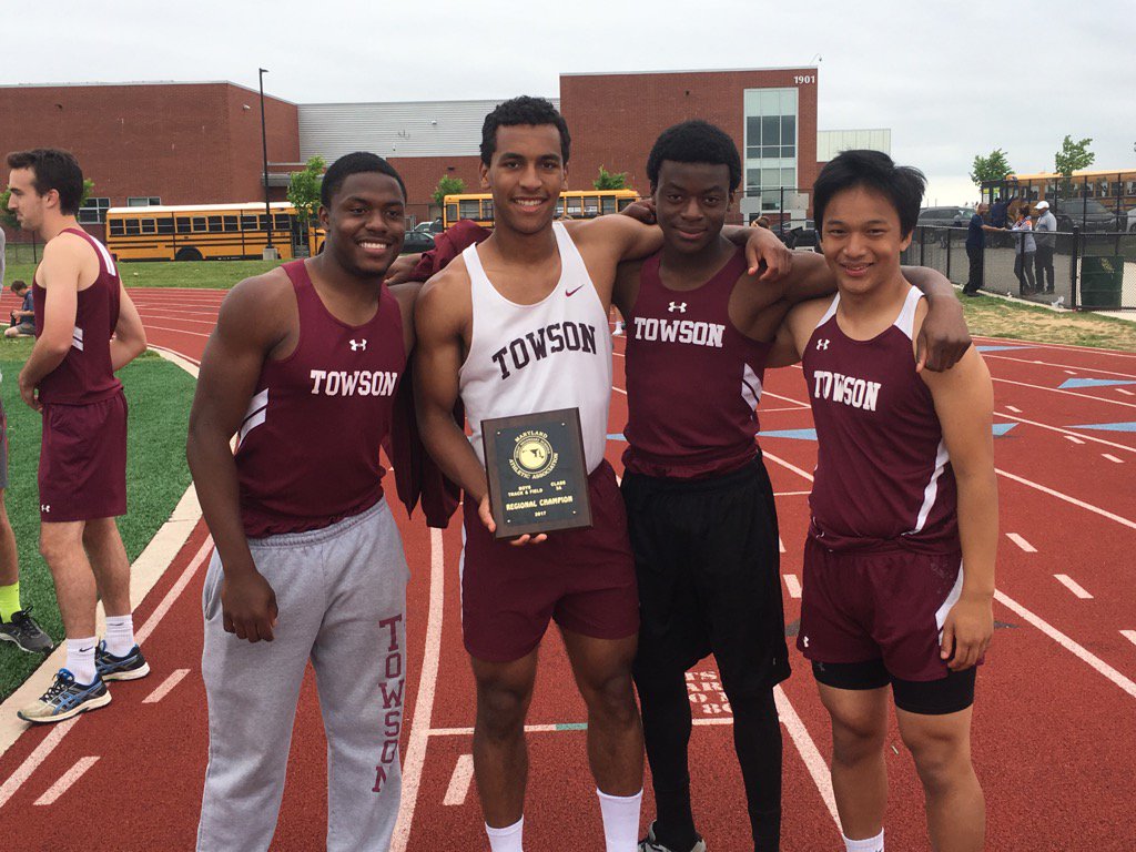 TowsonXCTF's tweet photo. 4x100 headed to States! #3ANorth #MorganBound https://t.co/Nyd9fzSqvG