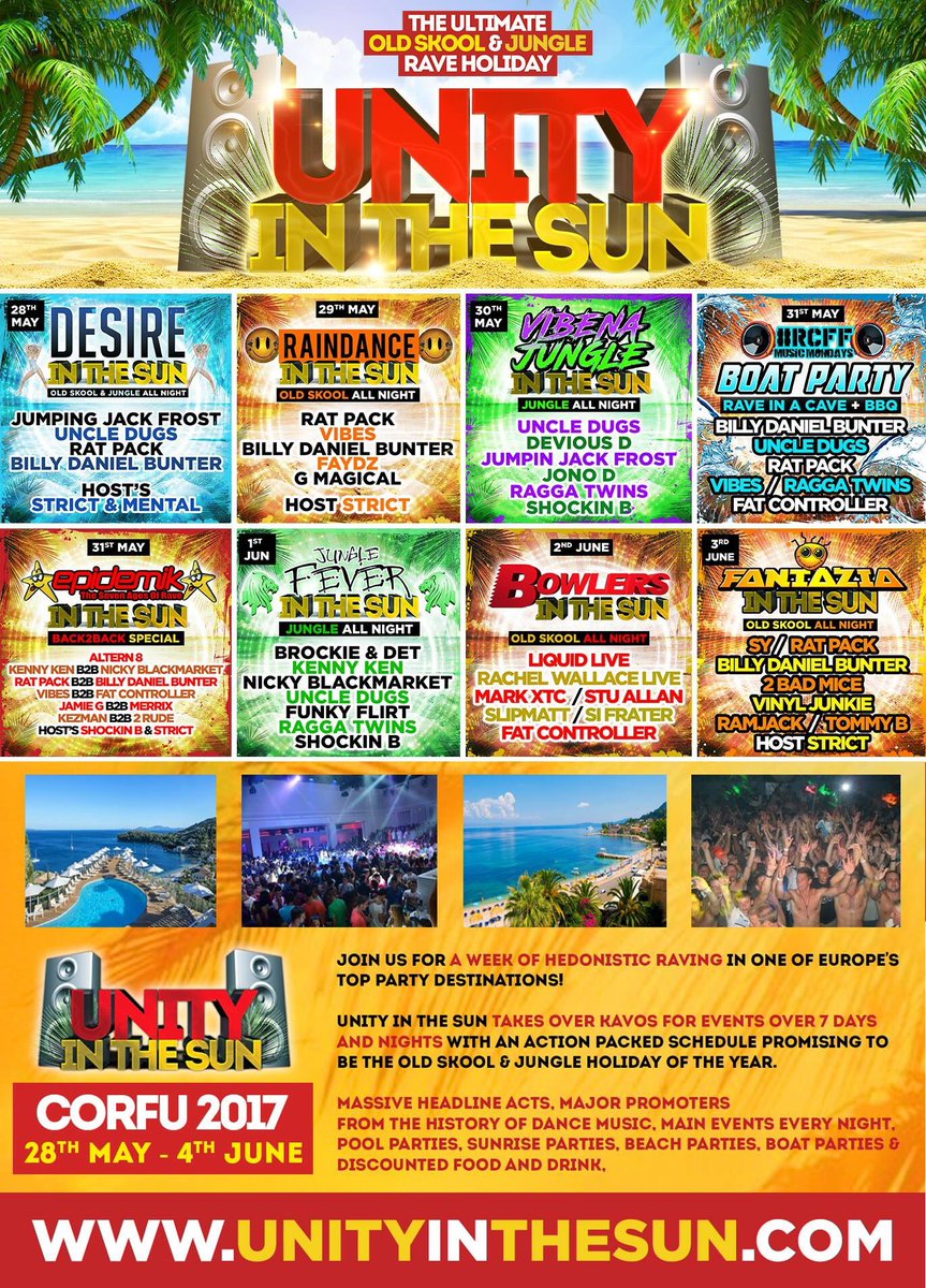 Next stop in our world - Unity In The Sun - Corfu! May28th to June 4th. <a href="/UncleDugs/">Uncle Dugs</a> <a href="/raggatwinz/">Flinty Badman  RTC</a> @raggatwinzz @koollondon