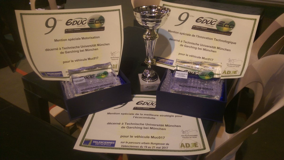 TUfast_eco's tweet photo. We were specially honored for motorization, driving strategy and innovative technologies in #muc017
#educeco #thanks https://t.co/Bq7pEsjPDc