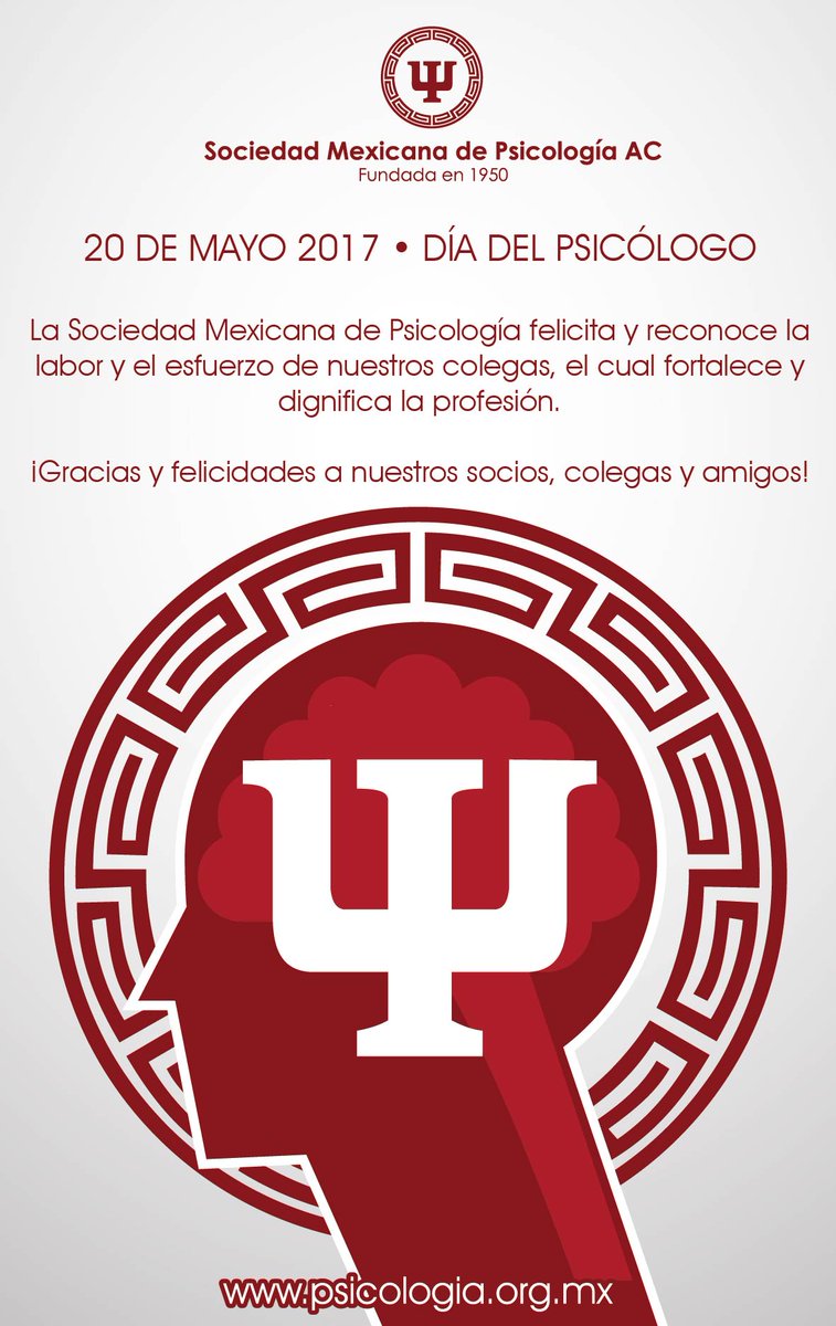 SocMexPsic's tweet photo. FELICIDADES A TODA LA COMUNIDAD DE PSICÓLOGOS . . .
NUESTROS MEJORES DESEOS PARA QUE DIA CON DIA SE SIGAN PREPARANDO PARA SER MEJORES https://t.co/MzEXez9csf