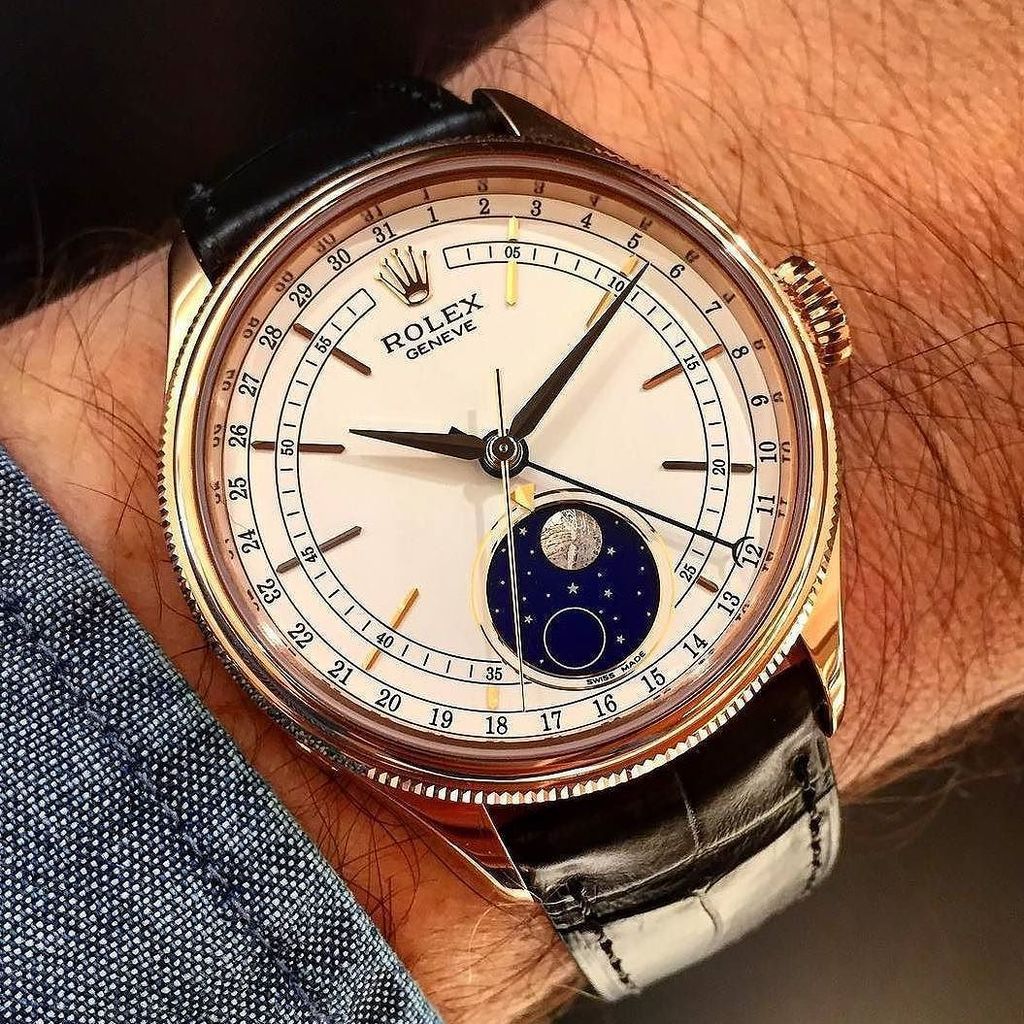 PWJinz's tweet photo. Defining timeless elegance with the new @rolex Cellini 😍 love the addition of the moonphase! 
#rolex #cellini #moo… https://t.co/Tu0YyqHT5r https://t.co/4rip8MpDu4