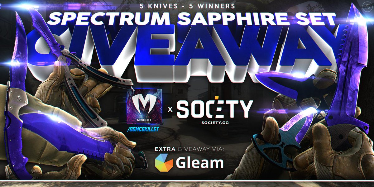 e_Giveaways_com's tweet photo. 🎁 Spectrum Sapphire Set 🎁 👥 Society 👉 Enter: https://t.co/tYc3Z1ZID3 🙏 RT for more daily GA's! #csgogiveaway #skin #csgo #gleam #giveaway https://t.co/dmUCQQRjK2