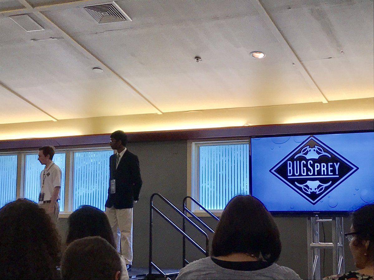 BUGSprey's tweet photo. Prastik and Ethan are presenting our idea onstage! https://t.co/u6Oj5toDeo