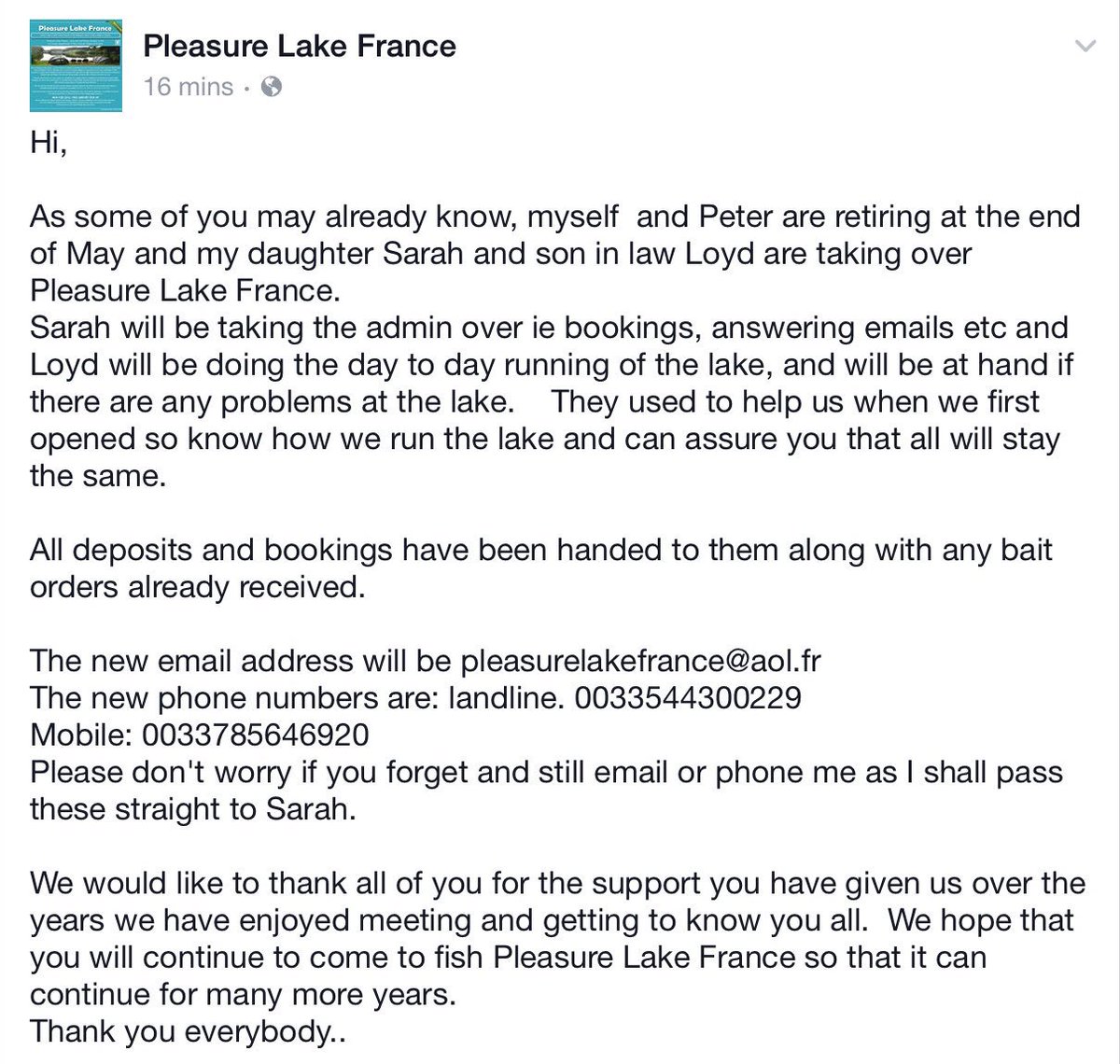 PleasureLake's tweet photo. To all customers old and new please read #pleasurelake #france #carp #fishing #catfish #lake #rod #bait #holiday https://t.co/RmzJzF6vi1