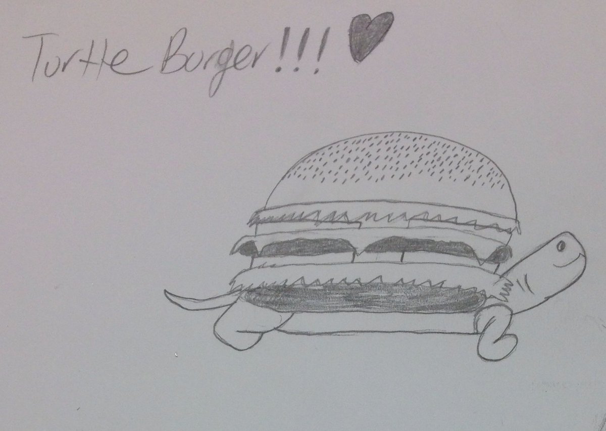 Turle_Burger66's tweet photo. Well look at this! My creator drew me ❤️❤️🐢🐢🍔🍔 https://t.co/WFeqFl35jl