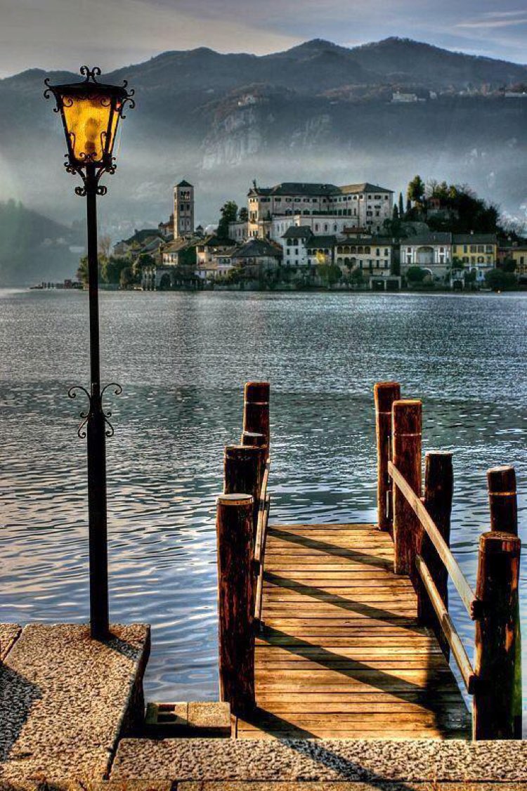 Travelpicss's tweet photo. San Giulio Island on Lake Orta in Piedmont, Italy. https://t.co/q9cT0iG096