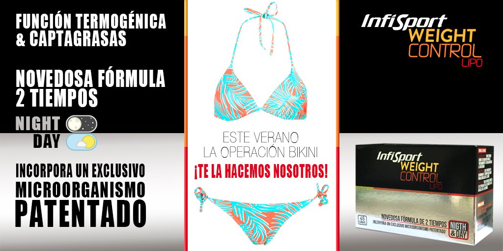 infisport's tweet photo. ¡¡¡Únete a la #OperacionWCL!!!
¡¡NUEVO PRODUCTO!!
Este verano, presume de cuerpo con #WeightControlLipo
#Infisport https://t.co/biKf5o2knx
