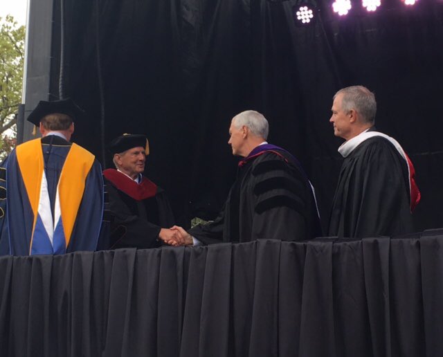 VP45's tweet photo. Thank you @GroveCtyCollege Pres. McNulty, faculty, &amp; students for the degree Doctors of Law, Honoris Causa. It's an honor. #GCCGrad2017 https://t.co/v2wJhNqjVG