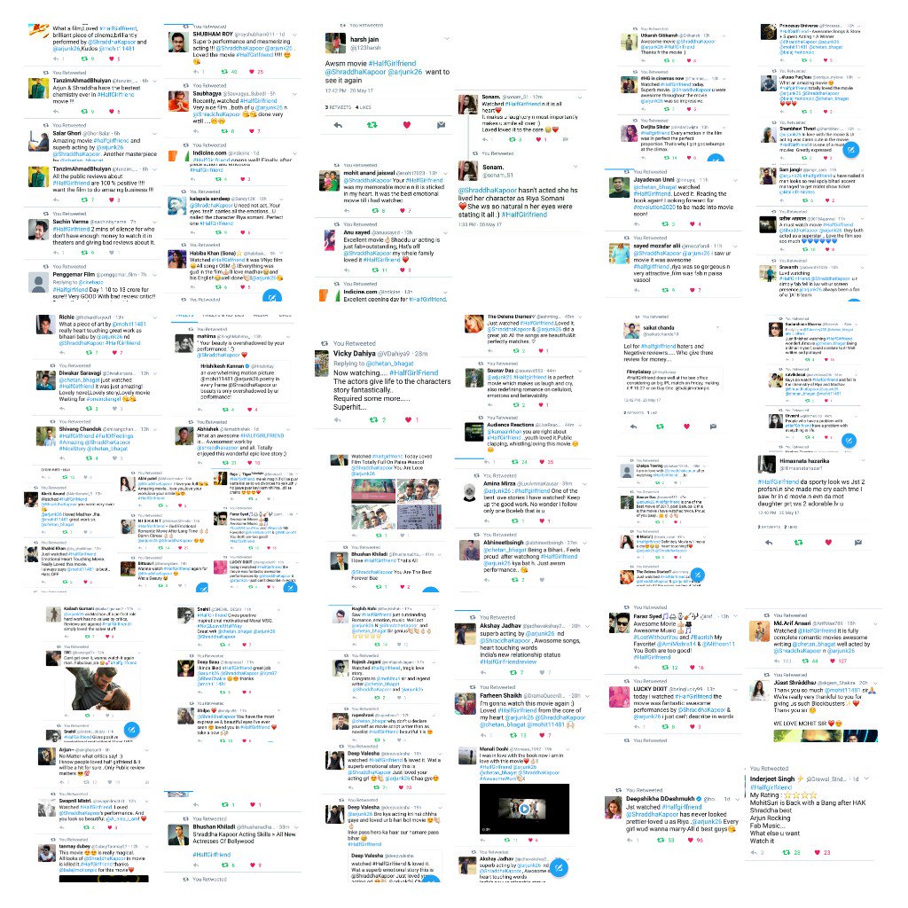 ShraddhaKNet's tweet photo. These Collages consist of 200+ tweets by public, No critics, celebs only public review! :) 
HALF GIRLFRIEND FULL REVIEW
RT &amp; Spread this! https://t.co/DqrmmMS72w
