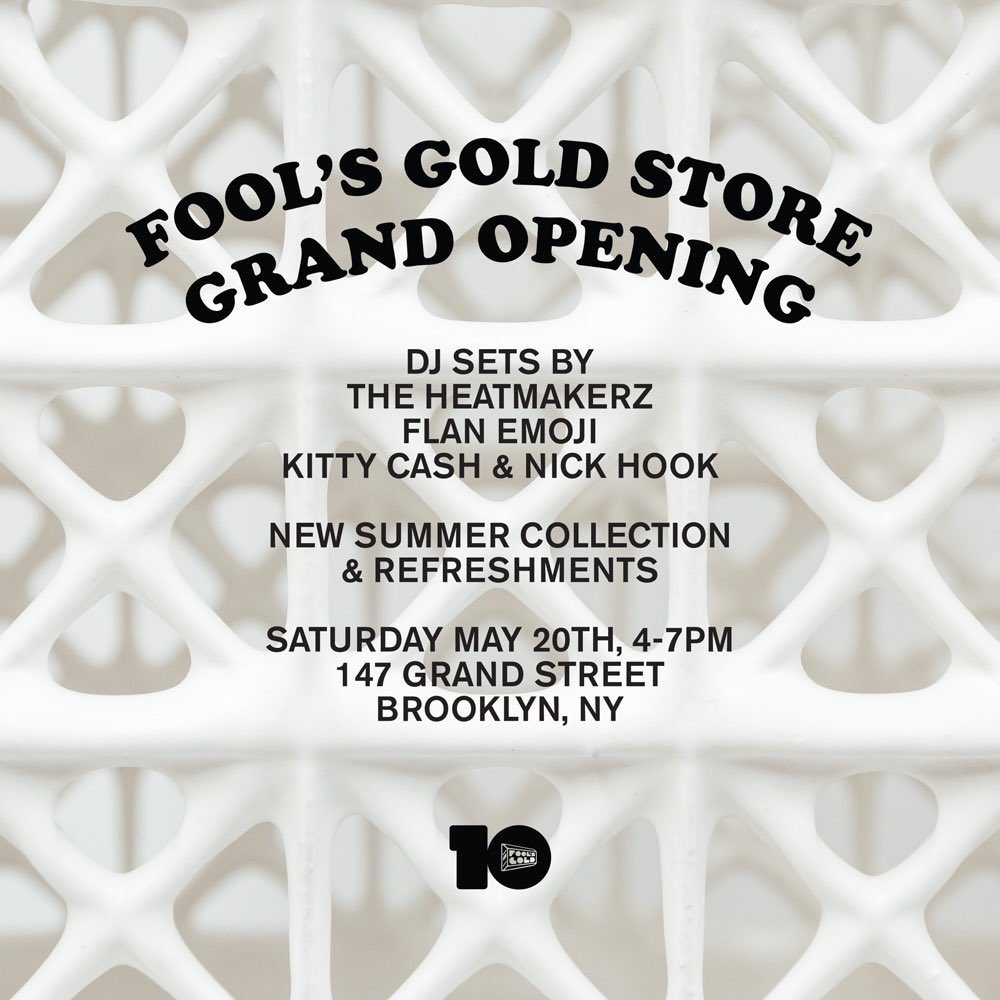 ScratchNYC's tweet image. Today! @FoolsGoldRecs store opening w/ @THEHEATMAKERZ @nickhook + more - Starts at 4!