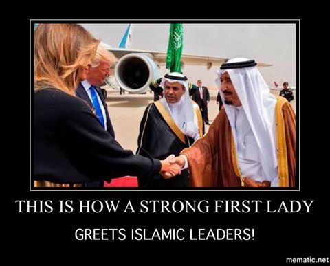 Vincinnatus's tweet photo. Saudis: all women must cover their heads, not take part in official talks😲

Melania Trump: GTFO🇺🇸🙋‍♀️ https://t.co/dANBzpz773