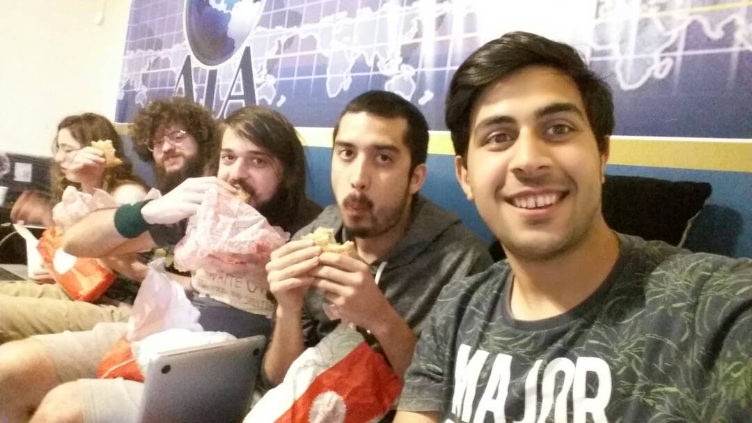 GroovyAntoid's tweet photo. The boys are sharing their infinite wisdom with the Tripoli #aagamejam peeps now. Does their generosity/hunger ever end?

#GameDev #GameJam https://t.co/7vHRquqQlN