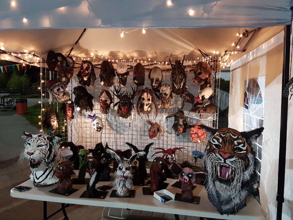 AaronNobess's tweet photo. People seeing my work for the first time. WPG #NightMarket #Shop #cryptskinproject #masks #collectibles #ComicCon #Newmarket #entrepreneur https://t.co/uUKGFHu0dA