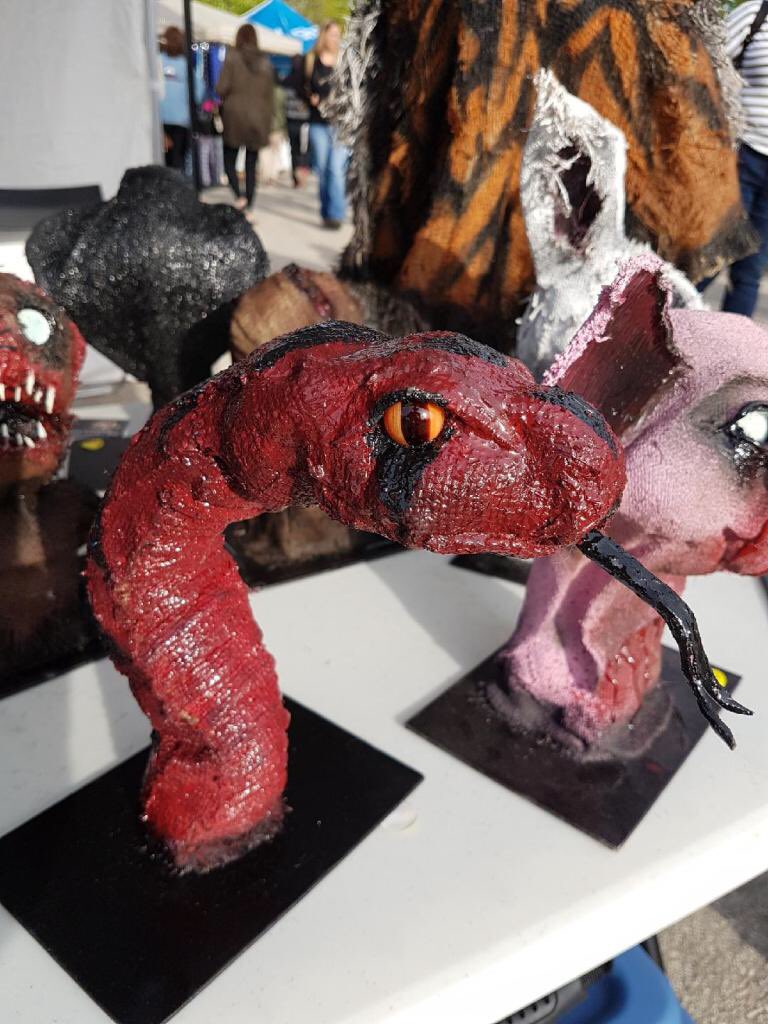 AaronNobess's tweet photo. People seeing my work for the first time. WPG #NightMarket #Shop #cryptskinproject #masks #collectibles #ComicCon #Newmarket #entrepreneur https://t.co/uUKGFHu0dA