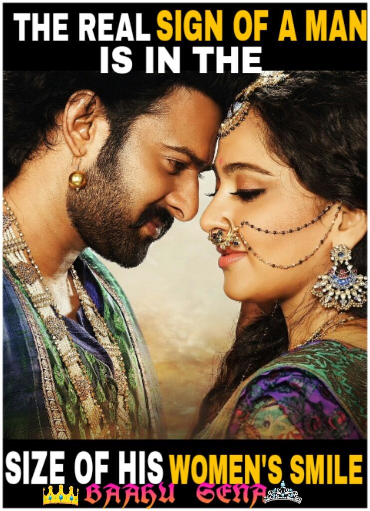 ImAnitha26's tweet photo. THE REAL SIGN OF A MAN 
IS IN THE 
SIZE OF HIS WOMEN'S SMILE ❤😍!
STARING AT THEIR SMILE FOR LIFE😘😍!
        BAAHU ❤ SENA
#prabhas #Anushka 💑 https://t.co/A7f9t89KKv