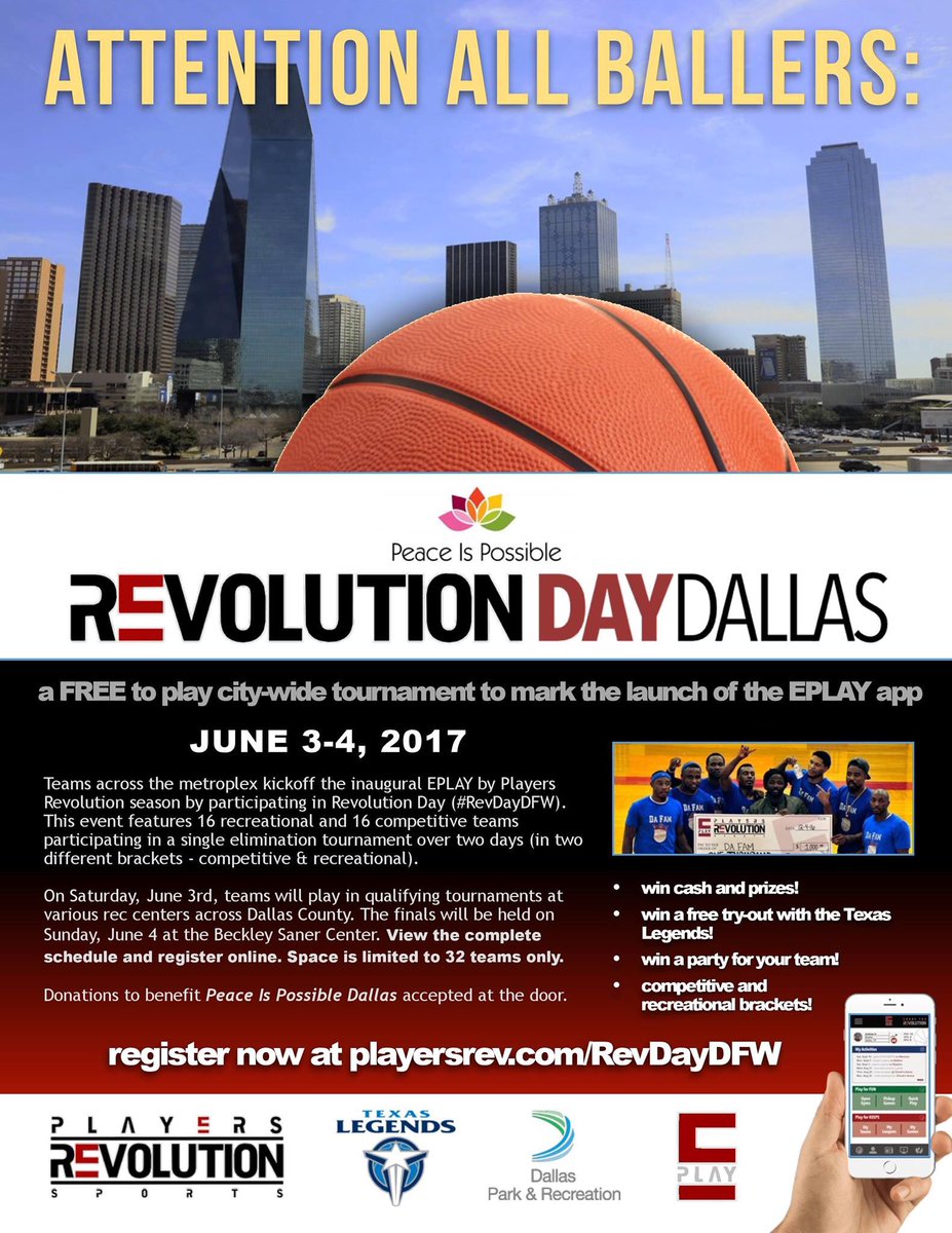 rmgbuilds's tweet photo. Grab your team's spot right now! @PlayersRev is giving away $1500 cash to the winners of our #EPLAY launch tournament, #RevDayDFW! #startup https://t.co/S3lpqtSEPk
