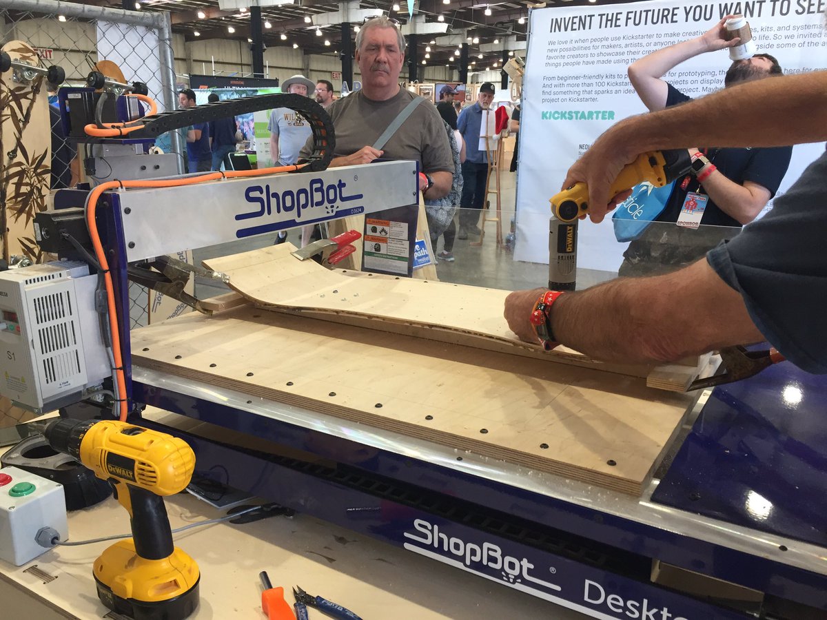 ShopBotTools's tweet photo. #MFBA17 underway! Cutting #skateboard decks on #ShopBot #DesktopMAX https://t.co/4dZtVVf4Je