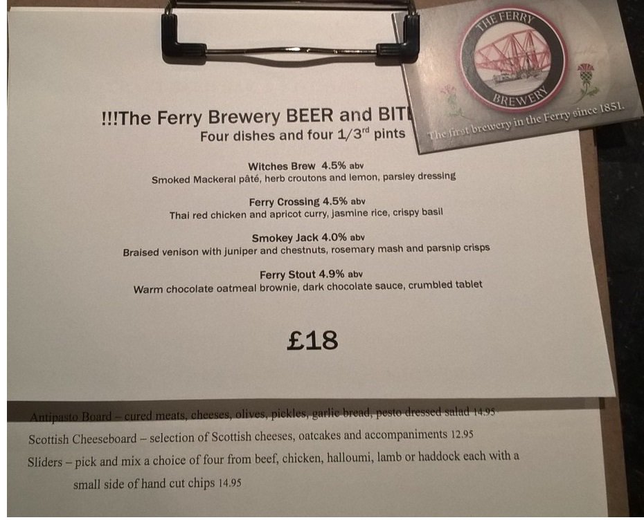 FerryBrewery's tweet photo. Thanks @Canonsgait #NiceFolk who joined us for MTB.  Menu paired with #FerryTastyAles.  Missed It? Drop by for a nibble &amp; a few drops 🍻🍻💗 https://t.co/U3uWx8hGBf
