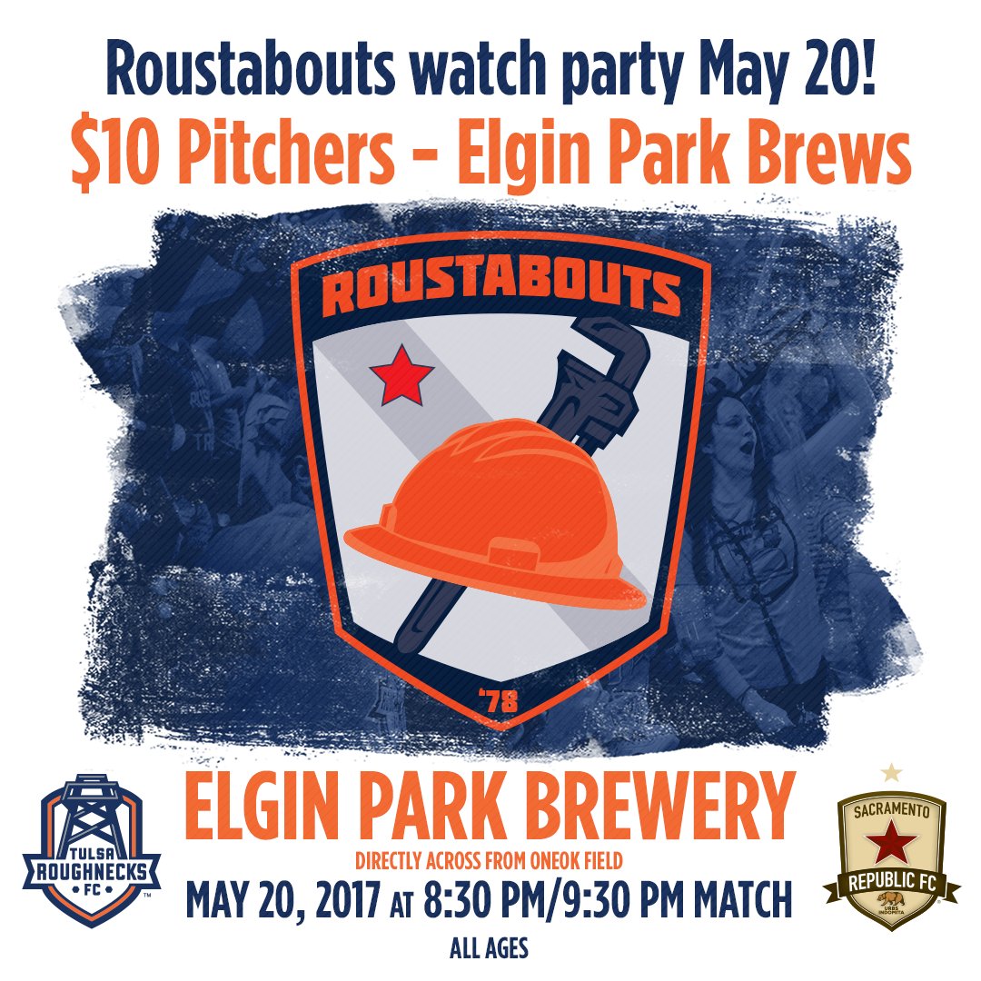 FCTulsa's tweet photo. Watch party TONIGHT! Join us at Elgin Park Brewery at 8:30pm as your Roughnecks FC takes on Sacramento. #PlanToStand #RaiseYourGame #USL https://t.co/1yvkwDw8bR