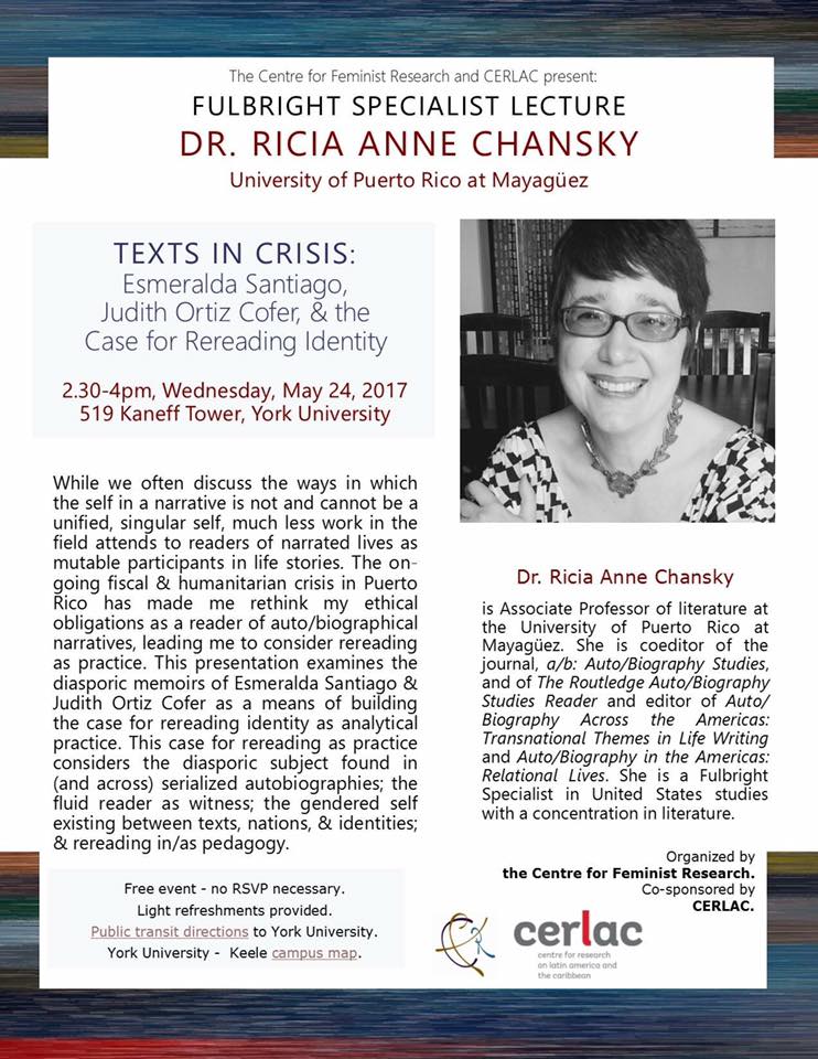 #IABAA2017 co-organizer Dr. Ricia Anne Chansky to give Fulbright Specialist Lecture <a href="/yorkuniversity/">York University</a> Centre for Feminist Research May 24