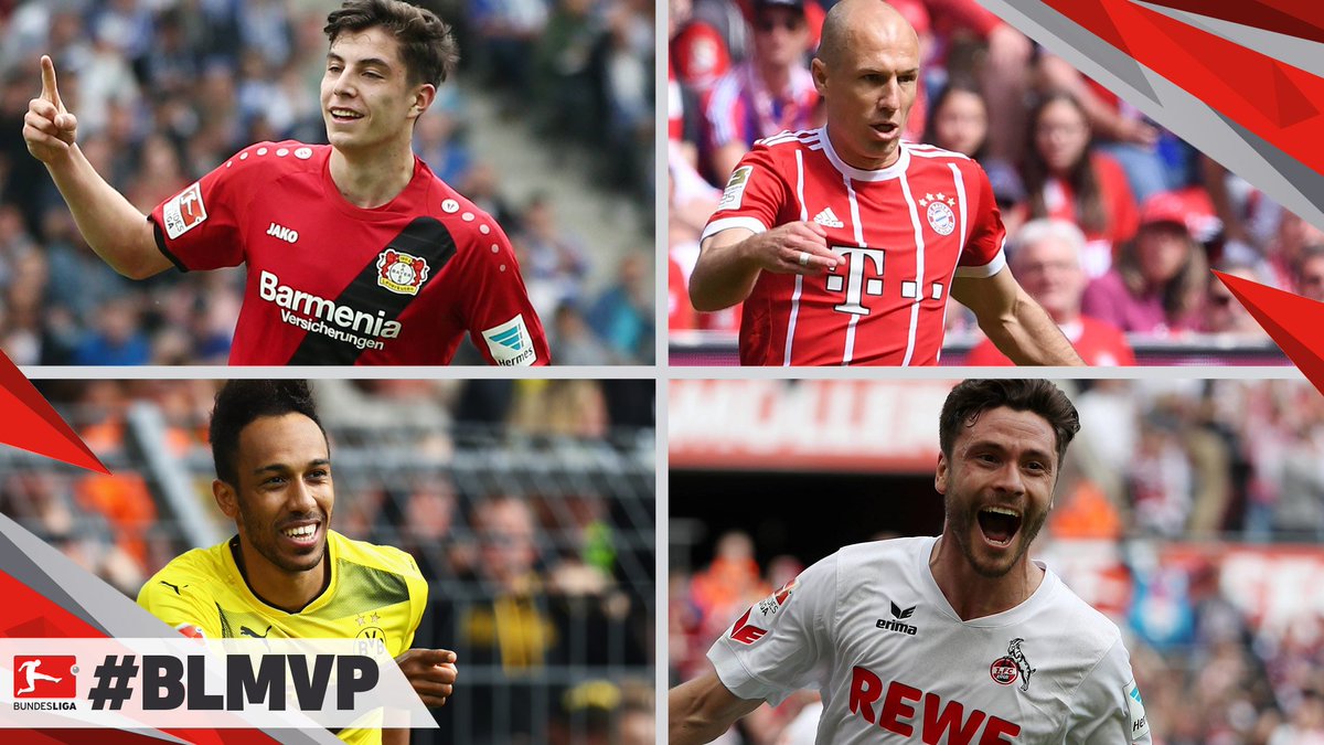 Bundesliga_DE's tweet photo. @ArjenRobben @Aubameyang7 Abstimmen! Spieler von @bayer04fussball, @FCBayern, @bvb &amp; @fckoeln stehen zur Wahl zum #BLMVP! https://t.co/ocTFMounUO