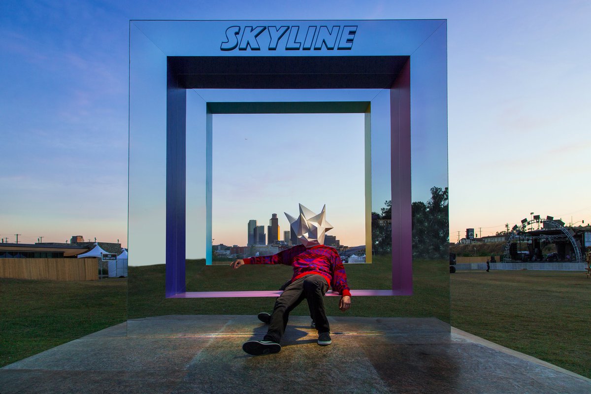 masterofshapes's tweet photo. LA friends come check out the MOS portal today at #SkylineLA
.
.
#mos #shapehead #art #artinstallation #mirror #la w/ @jmoustache https://t.co/1FtlZ92erY