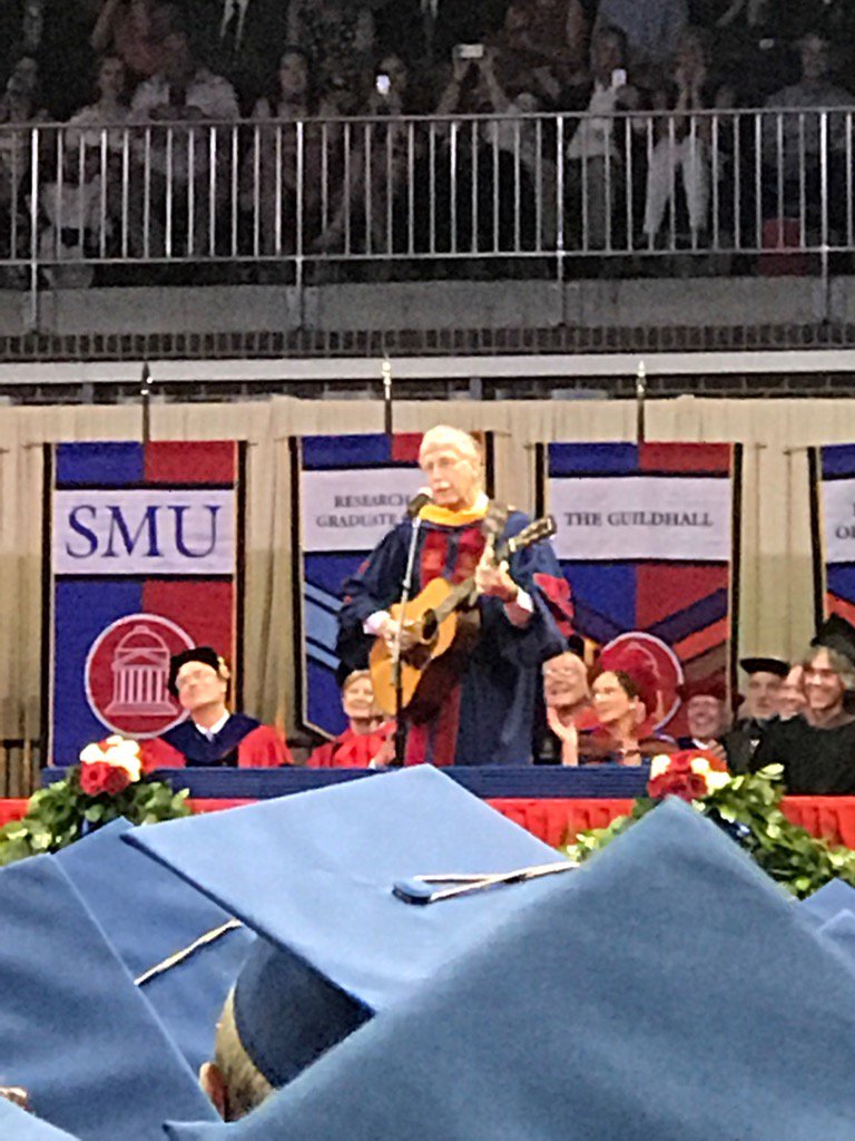 jimbglenn's tweet photo. Our keynote speaker leads NIH and popped out a guitar to end his speech. ;). #SMUgrad https://t.co/xV7otmR8jA