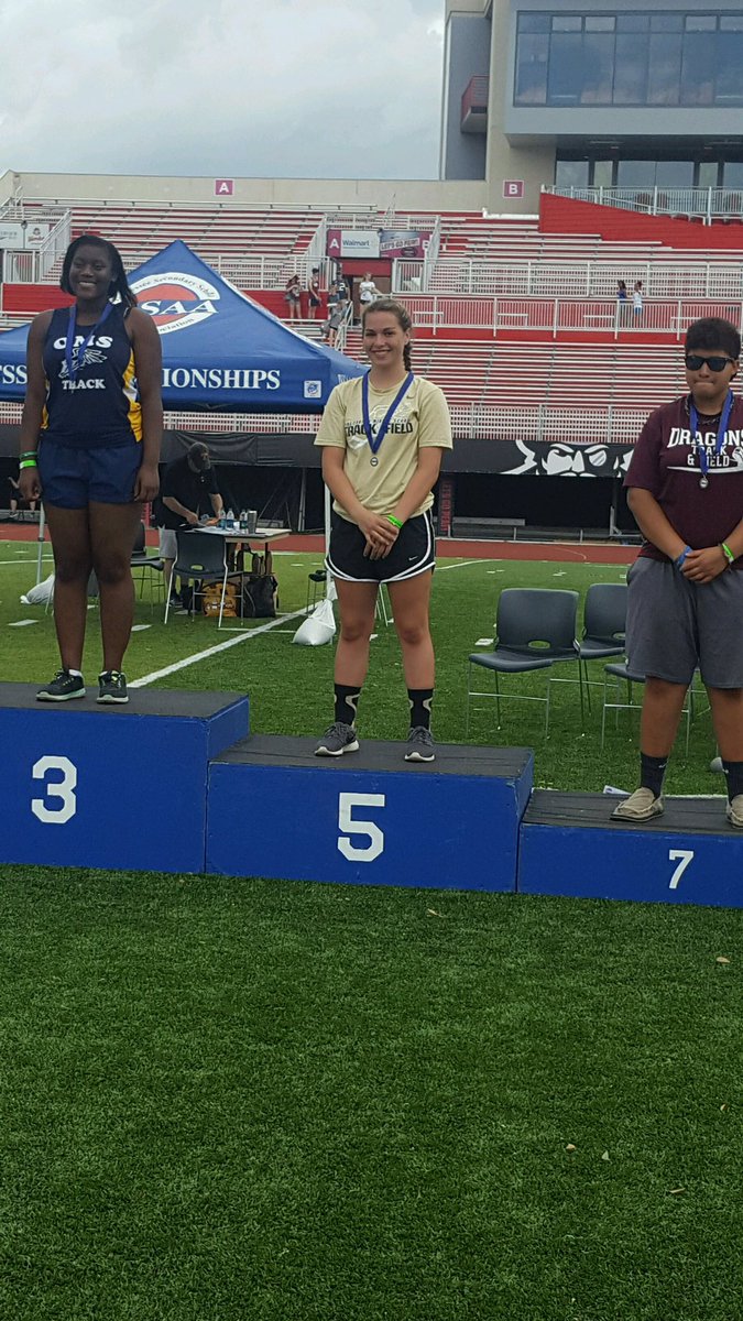 Gracie Harmon 5th place in the state girls shot-put