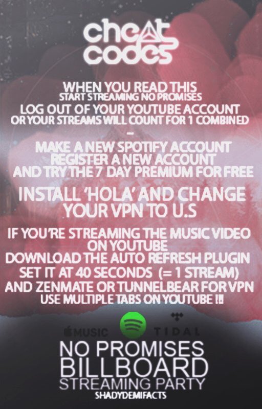Lovatics820's tweet photo. Only 26 minutes left!! Lovatics! Cheaters! It's time for Demi & Cheat Codes to have the recognition they deserve. #NoPromisesForBillboard https://t.co/Tmfys9qf1h