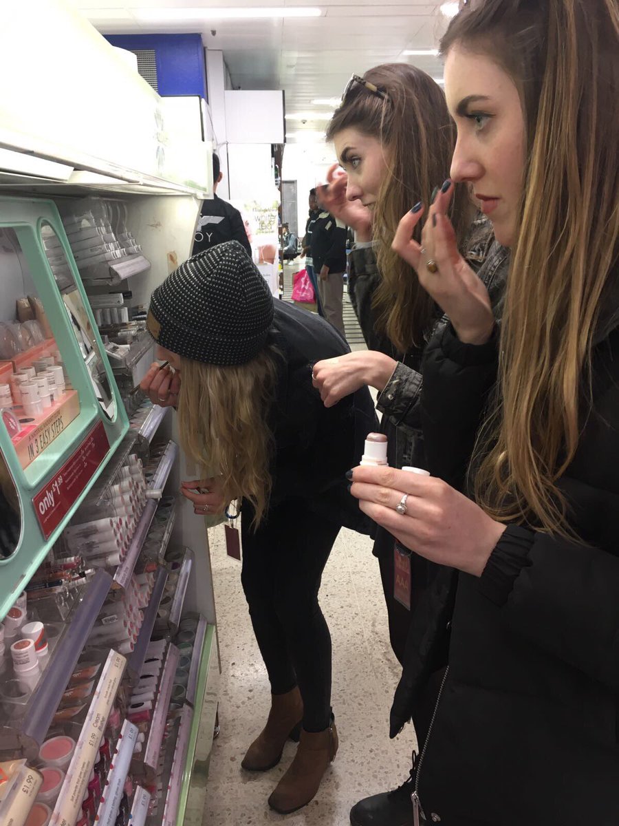 BethCathKey's tweet photo. We didn't have time to find the van before our set at The Great Escape in Brighton so the local Boots became our dressing room. #freetesters https://t.co/Qi7hTTjyFo