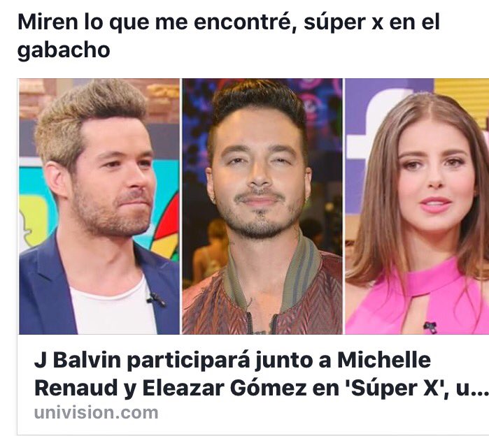 <a href="/JBALVIN/">J BALVIN</a>  hace una participacion en <a href="/superxlaserie/">Súper X La Serie</a> junto a <a href="/EleazarGomez33/">Eleazar Gómez</a>  <a href="/michellerenaud/">Michelle Renaud</a>  Estreno hoy a las 5:00 por <a href="/Univision/">Univision</a>
