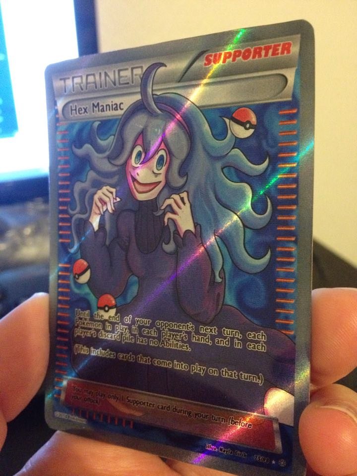 Custom Hex Maniac pokémon card, digitally painted and printed by me. 