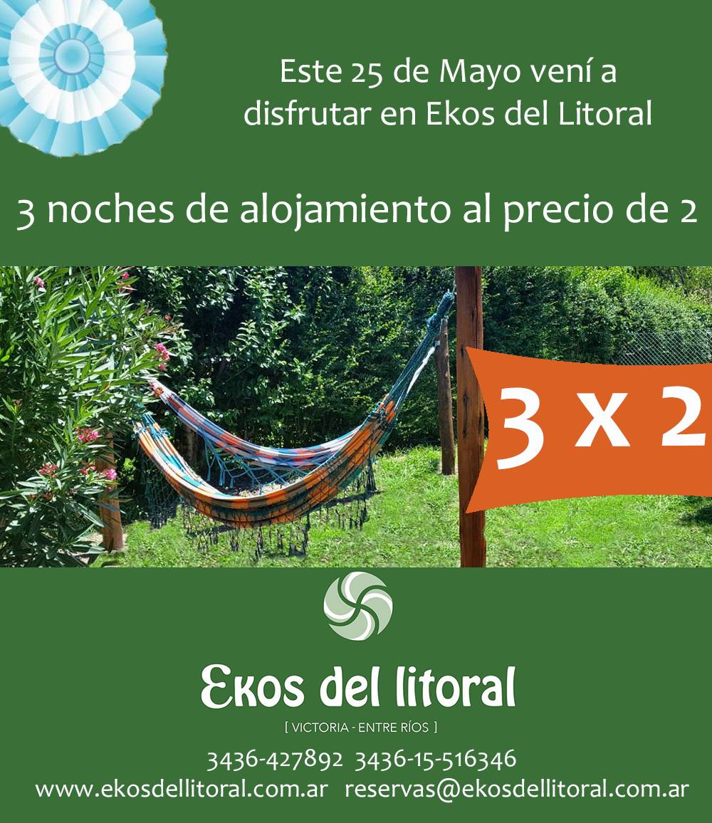 EkosDelLitoral's tweet photo. Este #25demayo vení a disfrutar el #feriado con #descuento. En @ekosdellitoral #victoria #entrerios #argentina https://t.co/7ueluEC57j