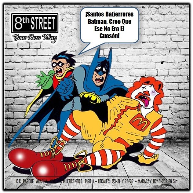 8th_Street's tweet photo. ¡Hasta los Superheroes cometen errores! #batman #guason #ronaldmcdonald #robin #dccomics #comedia #comics #comicsbook @ccparquearagua https://t.co/uQyhUc4wc0
