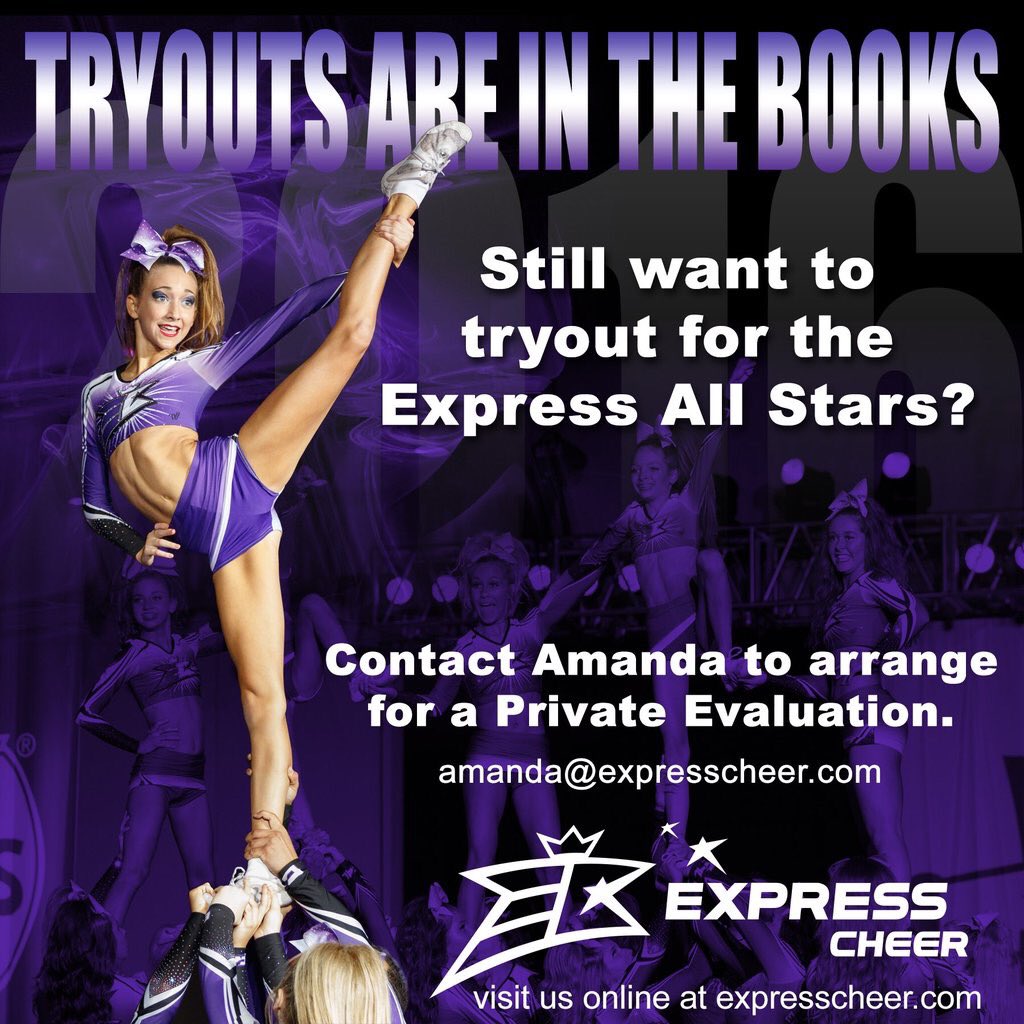 expresscheer's tweet image. Don&apos;t worry if you missed Tryouts! Contact @e4l_coachamanda to schedule your private tryout!