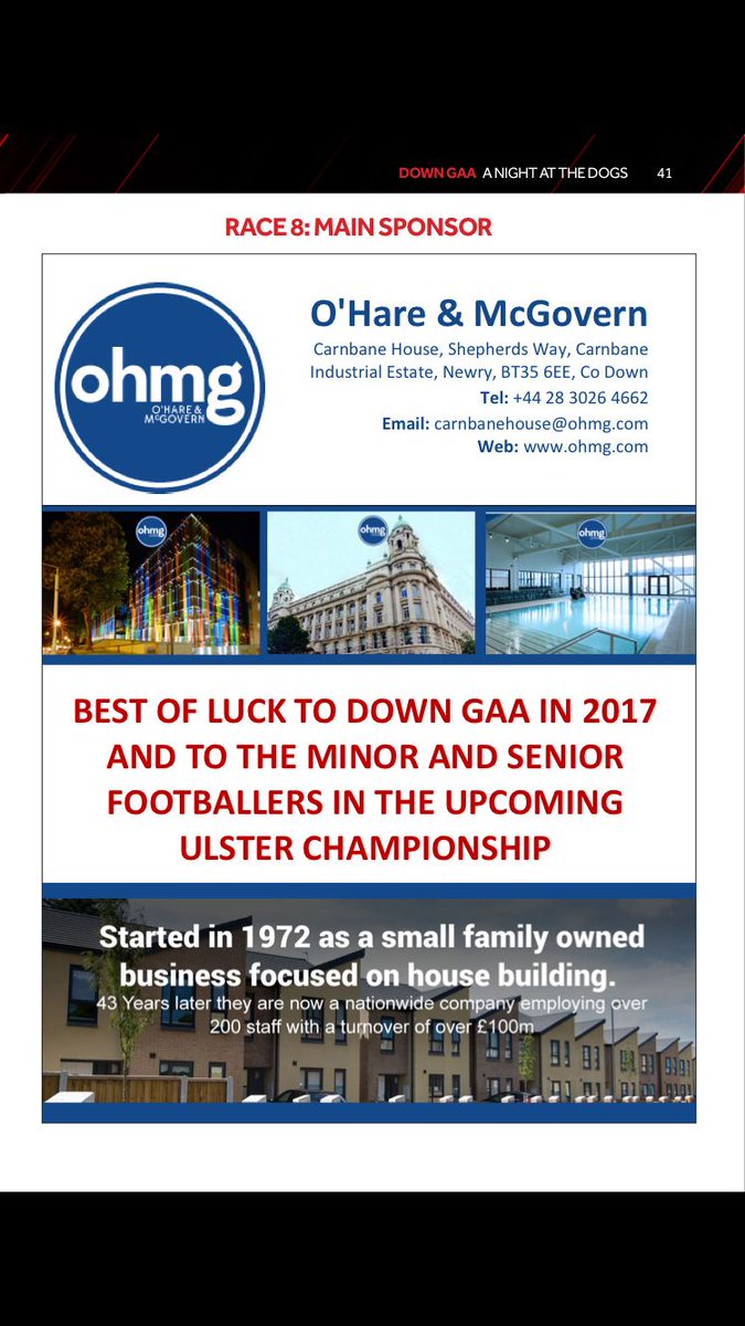 officialdowngaa's tweet photo. O'Hare & McGovern #ohmg - Race 8 sponsors at #OfficialDownGAA - A Night at the Dogs @DundalkStadium
Race starts at 9.35pm #everyonehavingfun https://t.co/E3MmZV6qrl
