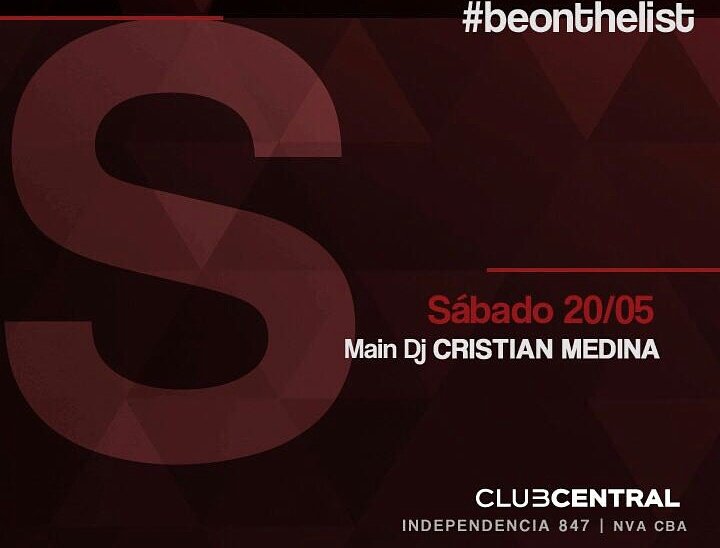 Sofii_abrito's tweet photo. @nochecba @CaravanaCordoba #AGENDA: 🍹🎶
SABADO 20.05 
#BeOnTheList!
#ClubCentral2017 #ClubDeAmigos LISTAS&amp;RESERVAS 3516659740 https://t.co/L34GUMe1Na