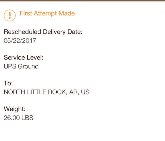 Jmo4life's tweet photo. Thanks @ups for NOT delivering in the rain... saying that the "business was closed" when we were at work waiting for the items you had...🙄 https://t.co/DoFRByuUye