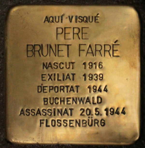 Antes dq acabe el día recordemos a Pere Brunet Farré, asesinado hace 73 años en Flossenbürg
Gracias a <a href="/_Stolpersteine_/">Stolpersteine</a> su Memoria permanece