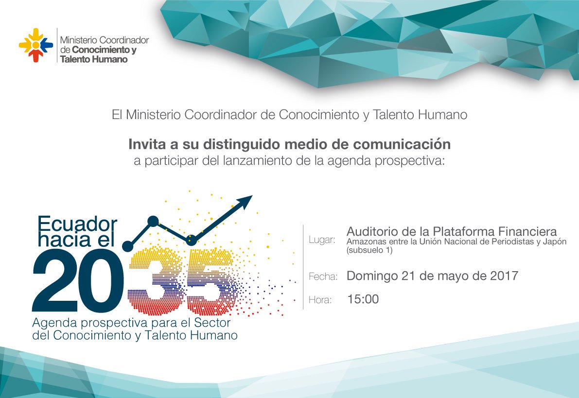 Este domingo a las 15:00 en el auditorio de la Plataforma Financiera lanzaremos la Agenda Prospectiva hacia 2035. Cordialmente invitados.