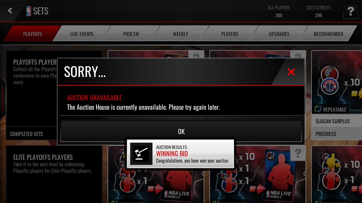 LeiDaniels's tweet photo. @EASPORTSNBA not sure if ea is aware of this but everytime i put in a bid i get this msg 10-15 times before i can see my bids. https://t.co/Y9xzZF6HKb