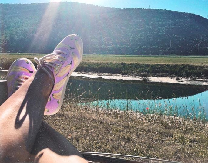 StartasUSA's tweet photo. On the road with our banana printed kicks 🍌🍌🍌 #startas #wanderlust #sneakerhead #travel #startasusa https://t.co/cwFbP8ua0w