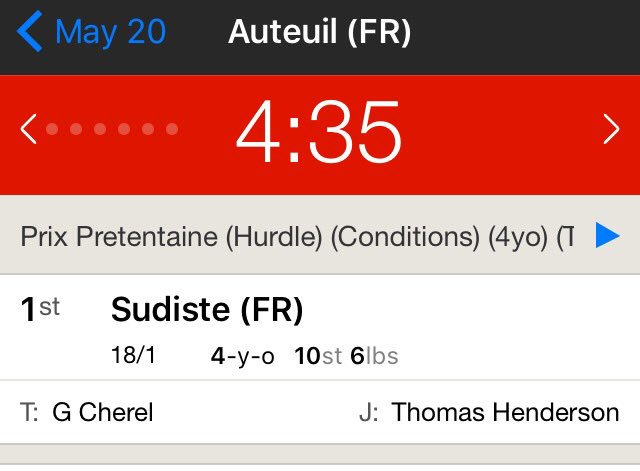 agentbloodstock's tweet photo. Amusing to see Nicky Henderson @sevenbarrows coming in with namesake @tomasbhenderson after his 1st ride at Auteuil was a winner on SUDISTE https://t.co/j5D67cgrrA