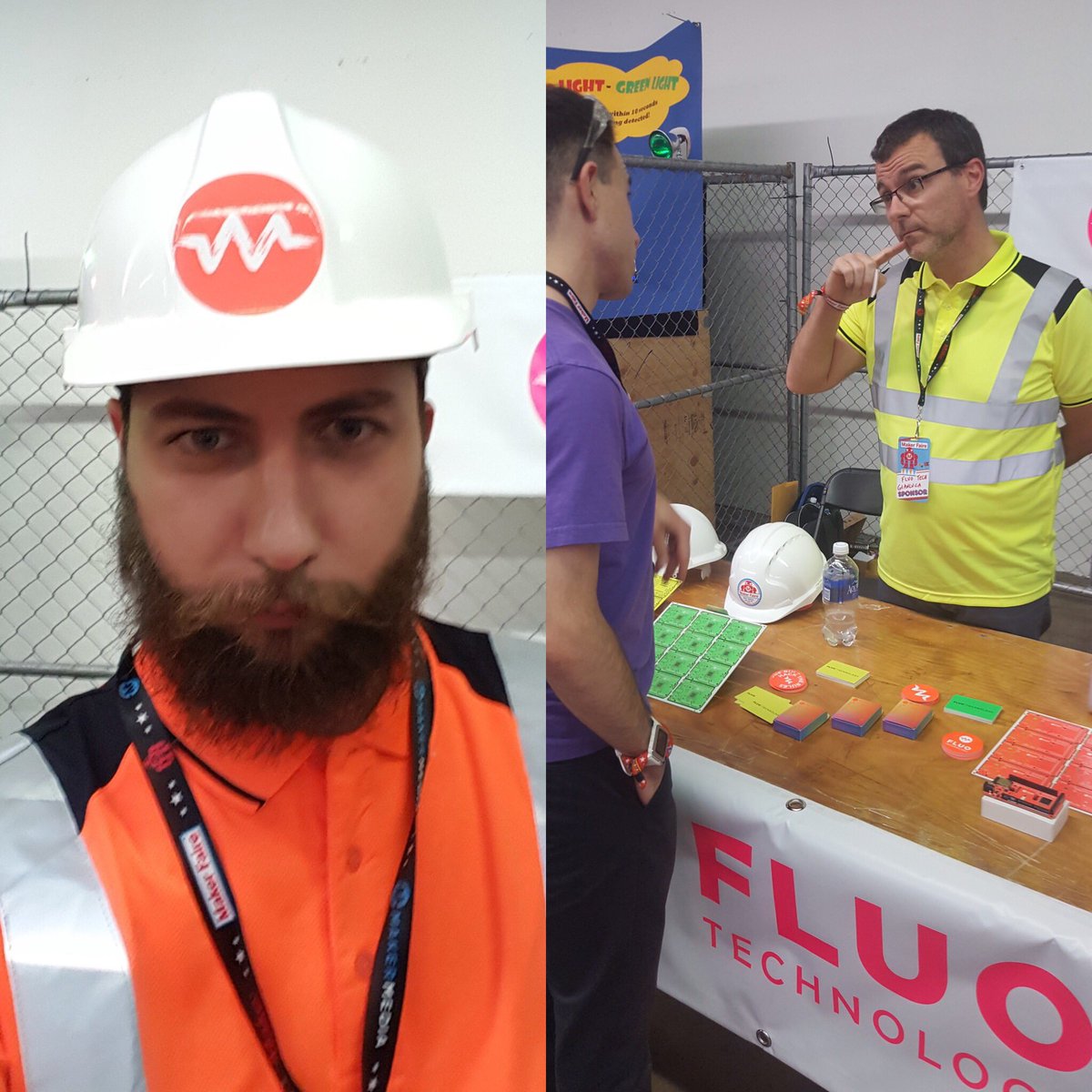 FluoTechnology's tweet image. Our founder Adriano and advisor Gianluca having fun at #makerfaire #mfba17 🙌🏻w extra colourful suits just so you don&apos;t miss them 😂! #hw #iot